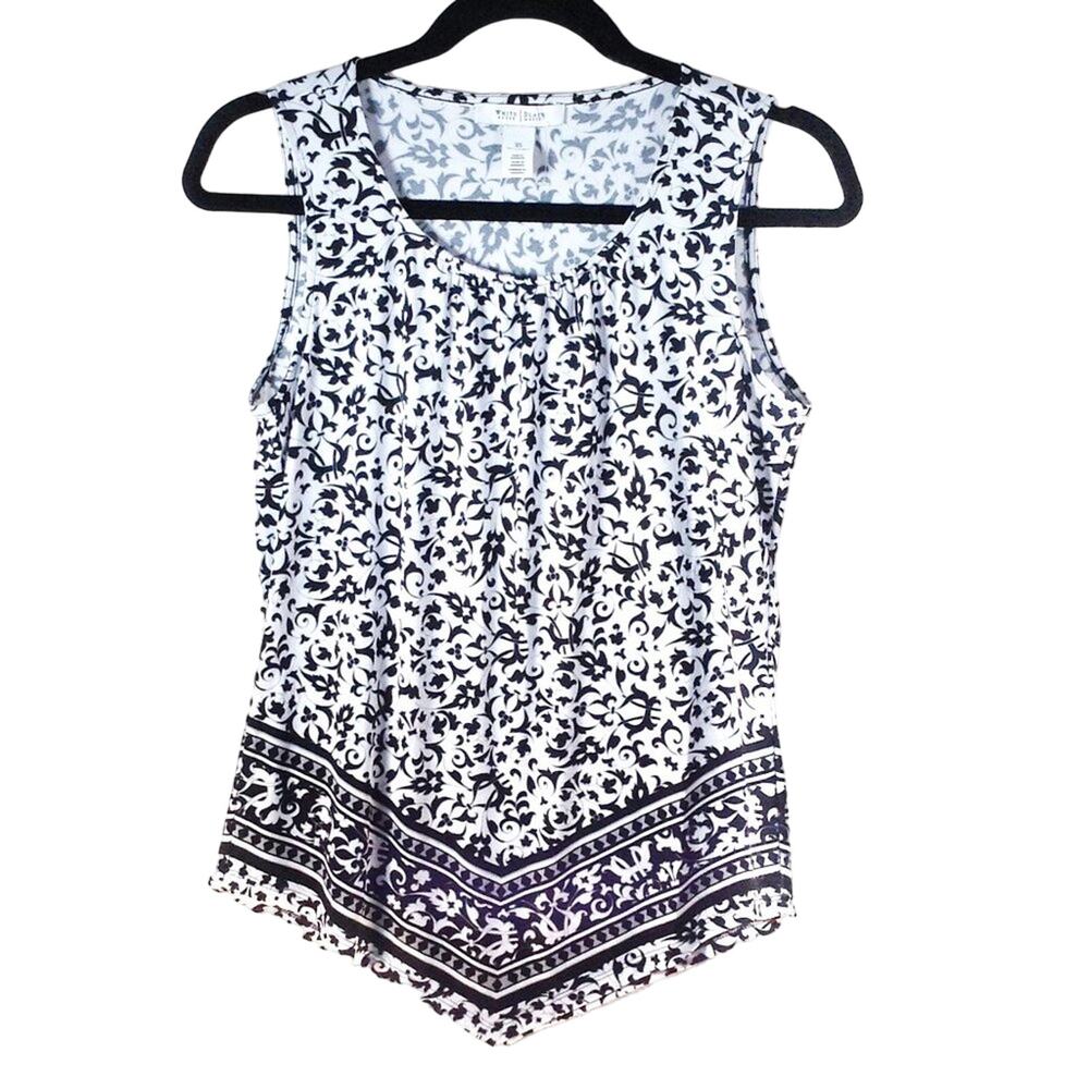 166. White House Black Market Sleeveless Tunic Top XS Paisley Bohemian Flowy